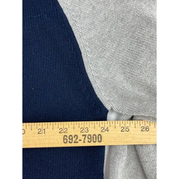 Nautica Men's 100% Cotton Navy Blue Gray Long Sleeve Knit Sweater Size Medium - Picture 7 of 9